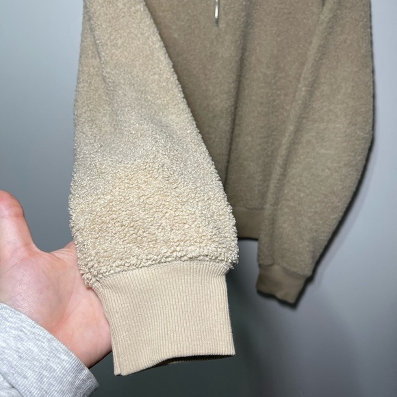 Topshop Women’s Tan 1/4 zip boucle sherpa loungewear sweatshirt in size US 10 - Picture 3 of 7